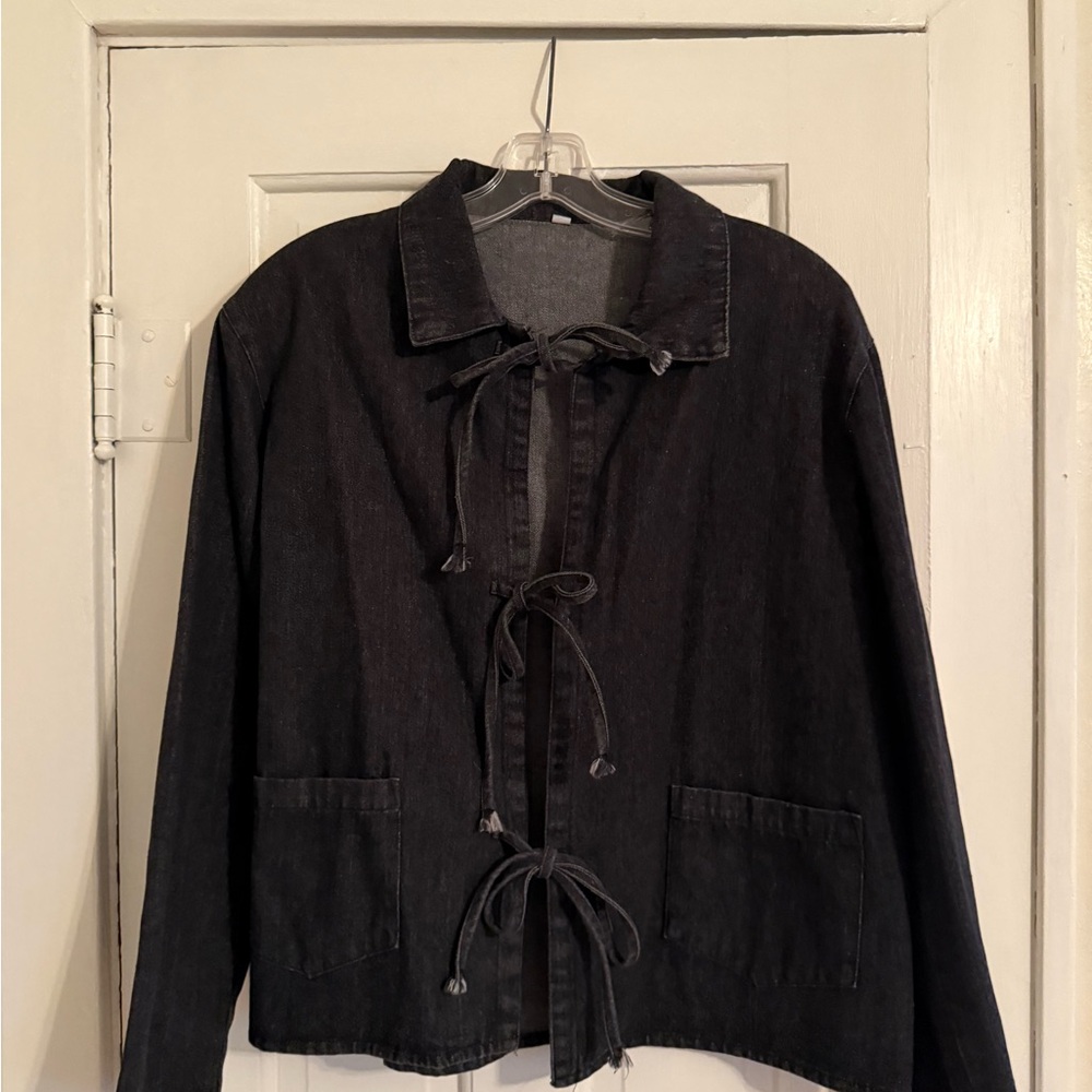 Amazon Black Tie-Front Denim Jacket
